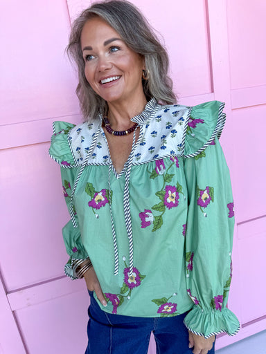 Jincy's Boutique floral flutter sleeve shirt