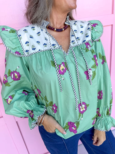 Jincy's Boutique floral flutter sleeve shirt