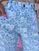Jincy's boutique women's printed blue barrel jeans
