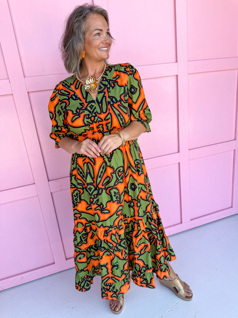 Jincy's women's short sleeve v neck fall maxi dress