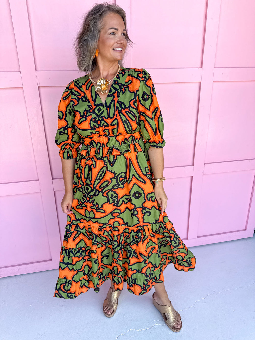 Jincy's women's short sleeve v neck fall maxi dress