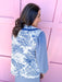 womens boutique vest collared blue white toile pattern jincy's