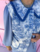 womens boutique vest collared blue white toile pattern jincy's
