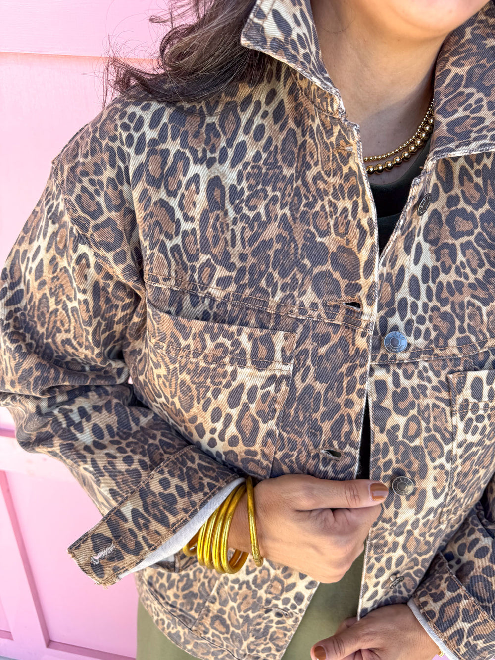 Jincy's Boutique Womens Clothing Leopard Jean Jacket