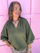 Jincy's Womens boutique Olive  3/4 sleeve top 
