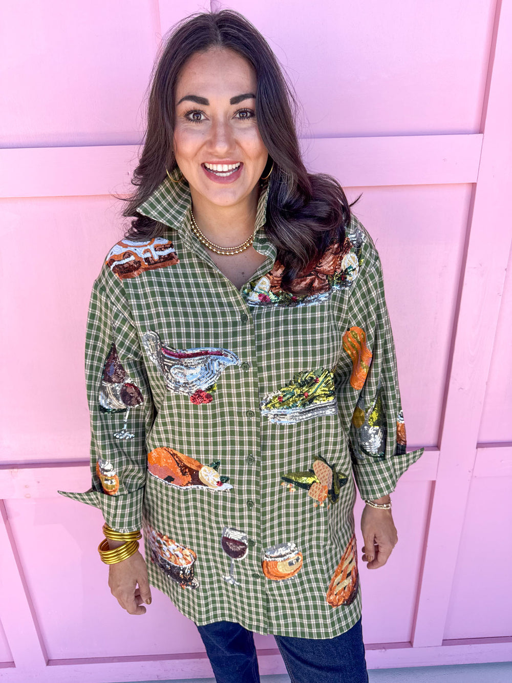 Jincy's Women's Boutique Queen of Sparkles thanksgiving button down dress