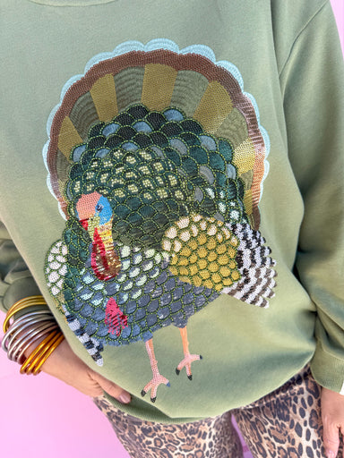 Jincy's Women's boutique Queen of Sparkles Thanksgiving Turkey sweatshirt
