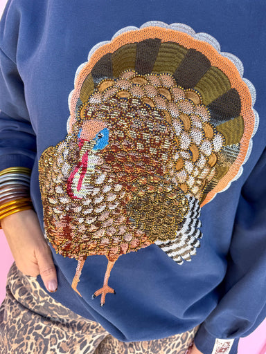 Jincy's Women's boutique Queen of Sparkles thanksgiving turkey sweatshirt