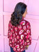Jincy's Womens Boutique Merlot 3/4 Sleeve Sweater with abstract leopard print