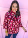 Jincy's Womens Boutique Merlot 3/4 Sleeve Sweater with abstract leopard print