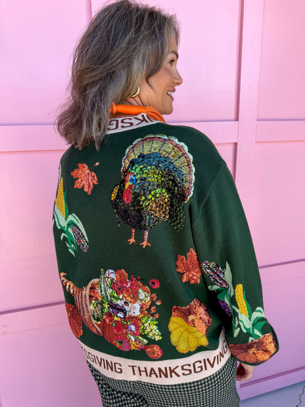 Jincy's Womens Boutique Queen of Sparkles Thanksgiving cardigan