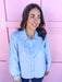 Jincy's Womens Boutique clothing oxford button up shirt light blue