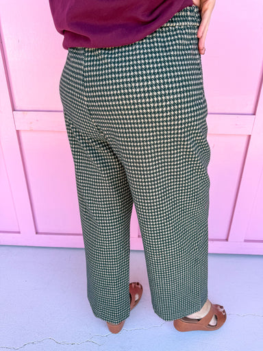womens boutique tweed pants olive green cream color jincy's