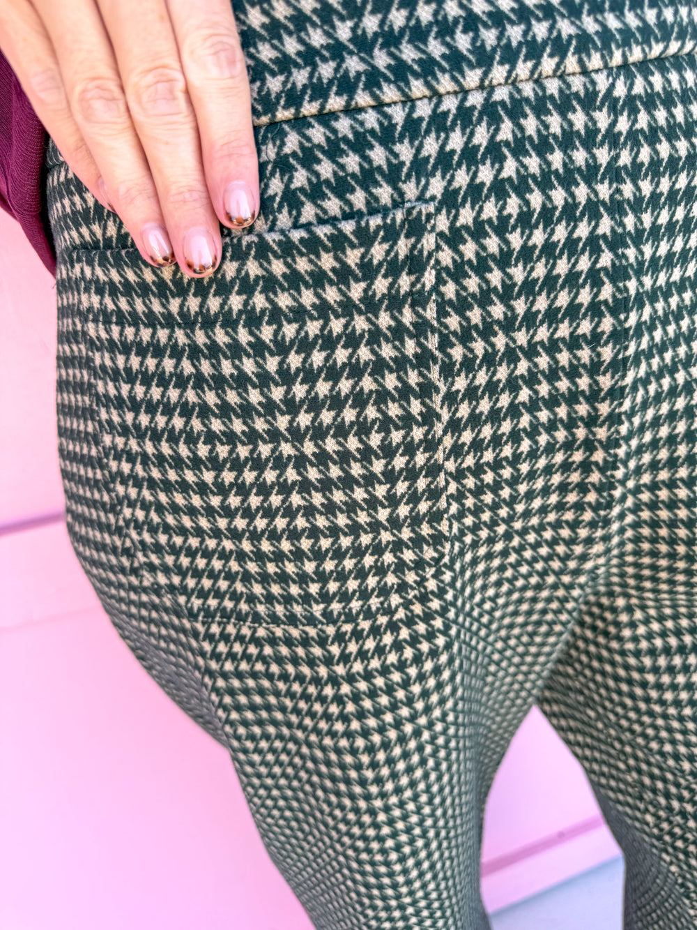 womens boutique tweed pants olive green cream color jincy's