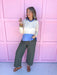 womens boutique top layered look casual work cream blue jincy's