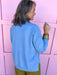 Jincy's Women's boutique cotton blue mock neck sweater