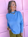 Jincy's Women's boutique cotton blue mock neck sweater