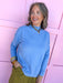 Jincy's Women's boutique cotton blue mock neck sweater