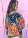 womens boutique quilted jacket multi colored rust red navy orange green jincy's