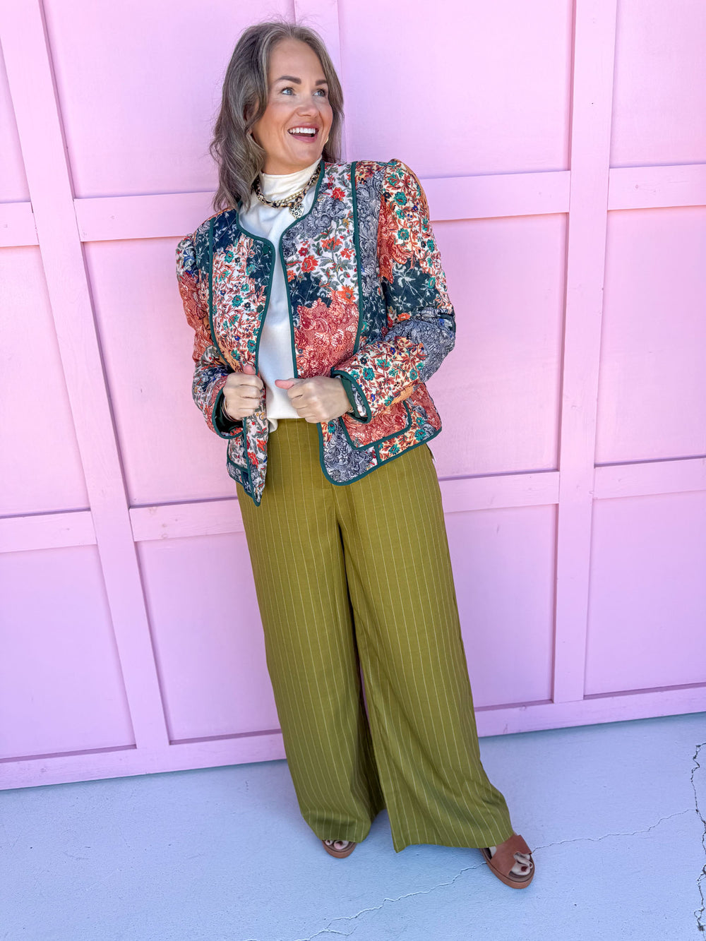 Jincy's Womens Boutique chartreuse pinstripe wide leg pants