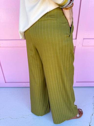 Jincy's Womens Boutique chartreuse pinstripe wide leg pants