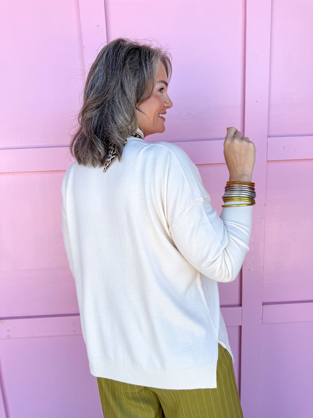 Jincy's Women's boutique cream mock neck sweater