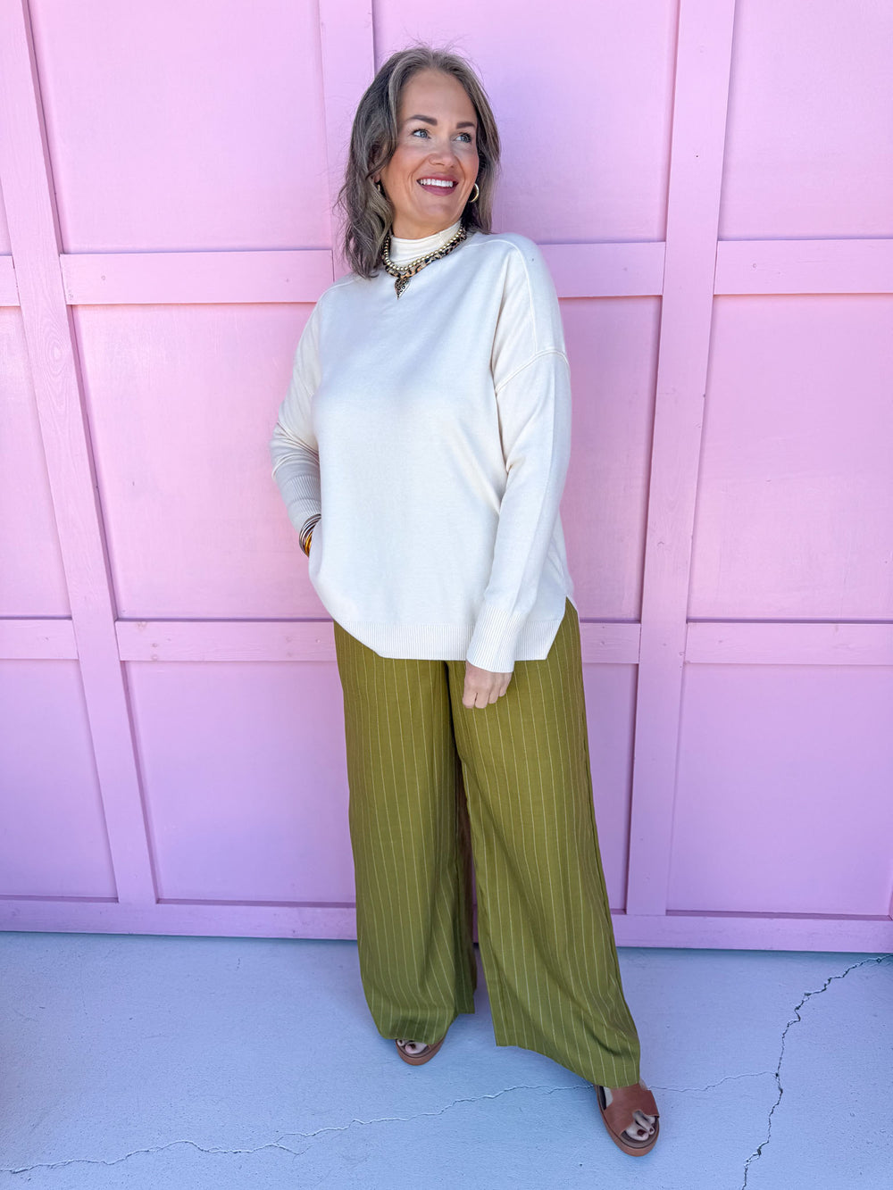 Jincy's Women's boutique cream mock neck sweater