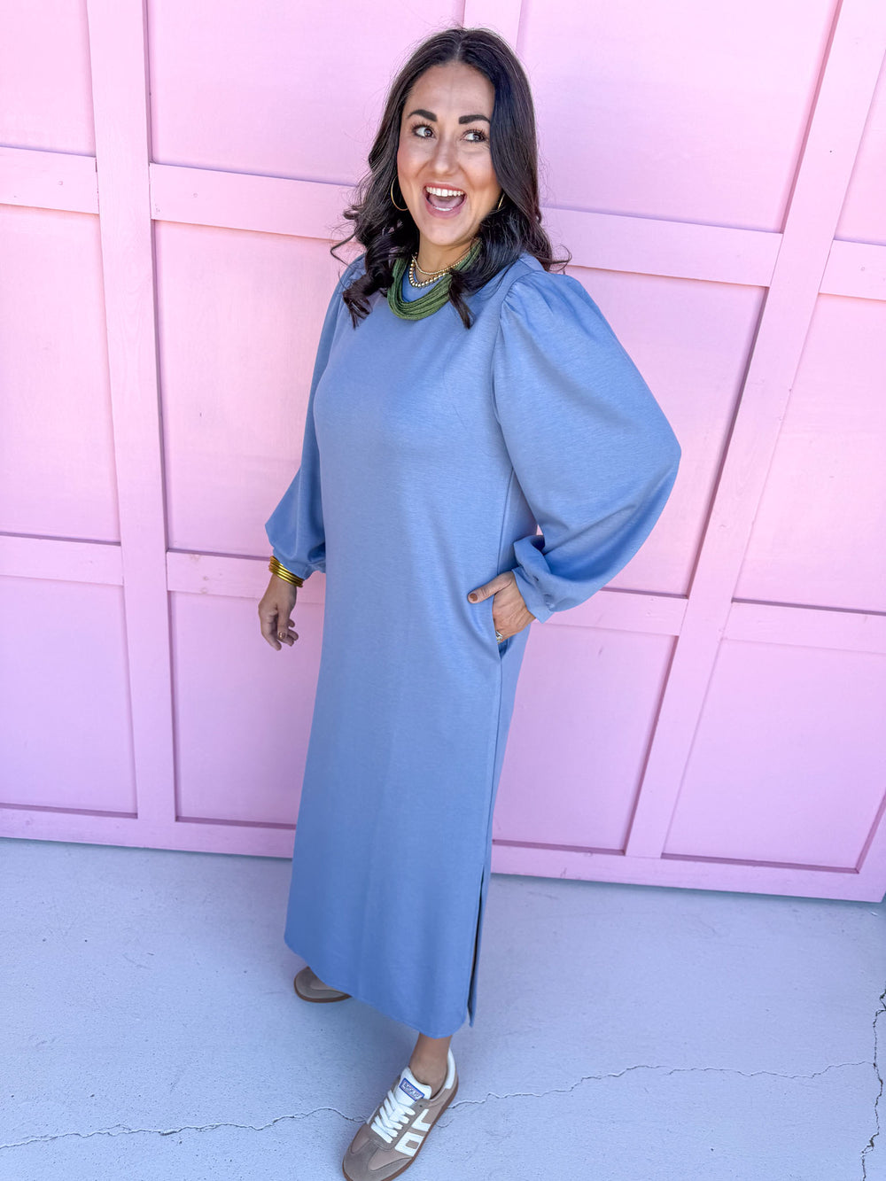 womens boutique dress denim blue comfy jincy's 