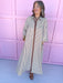 womens boutique striped dress caramel white button front pockets oversized jincy's
