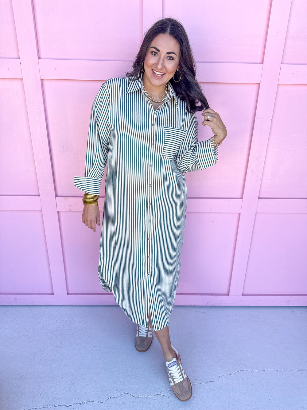 striped oversized dress Mia Oversized Shirt Dress- Multi Stripe Baacal