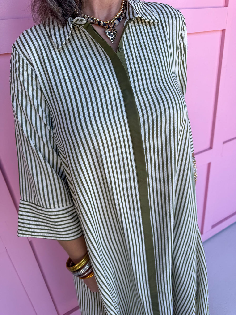 womens boutique striped dress loose fit button front pockets jincy's