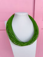 Leatherette Multi Strand Necklace - Lime