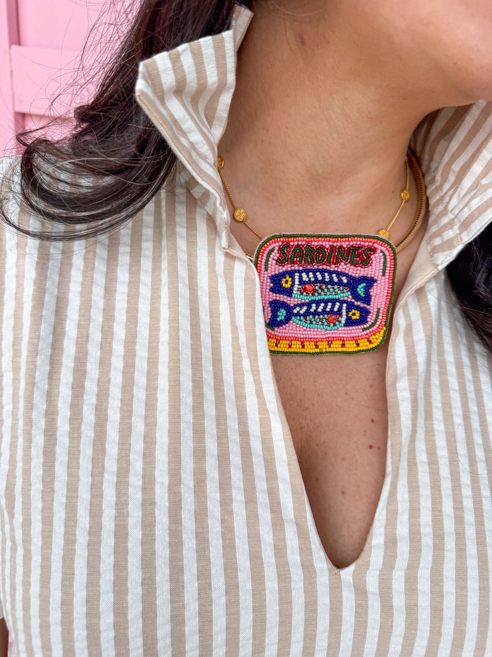 ADRIENNE | Audrey Dress - Almond Seersucker