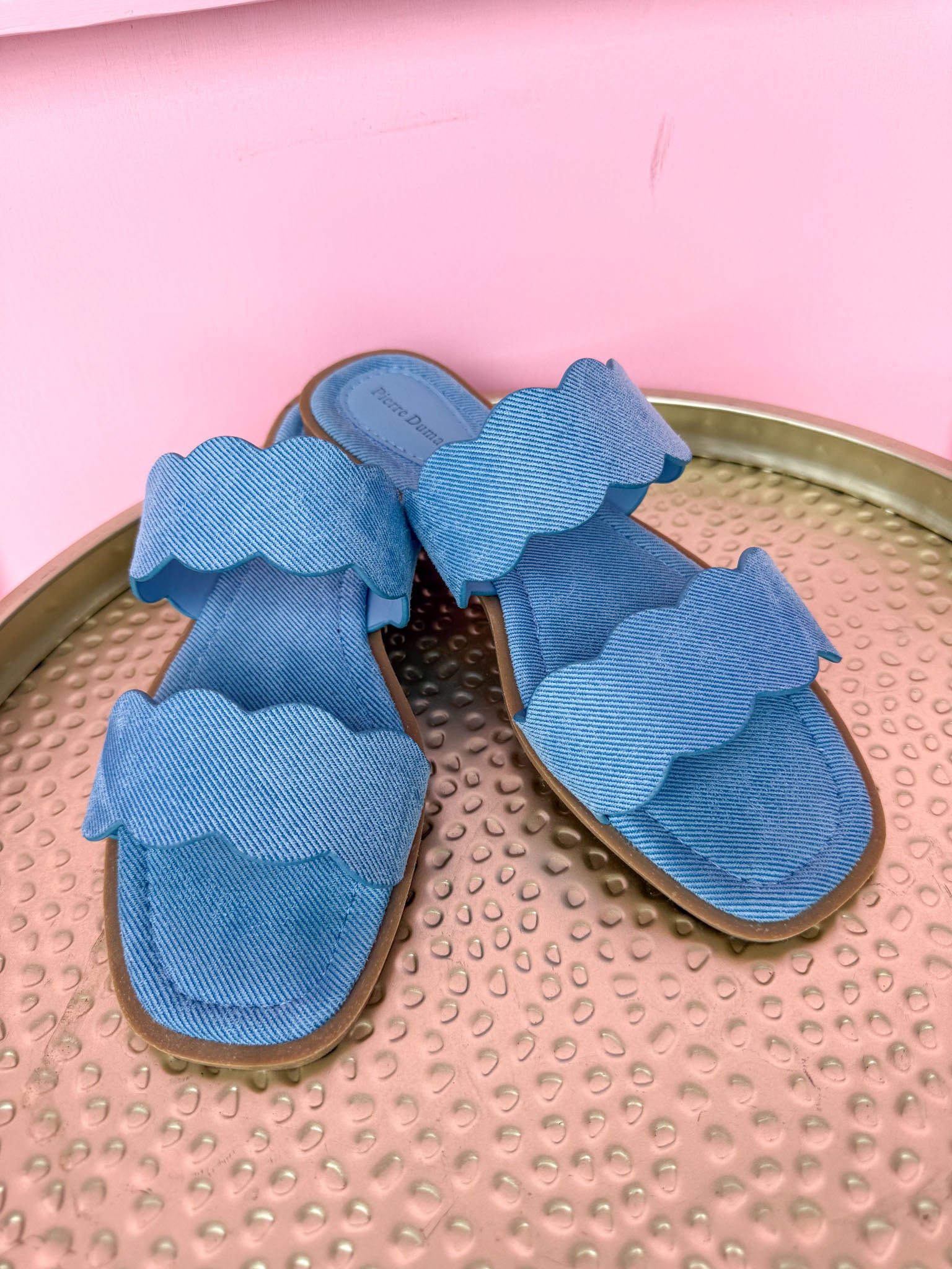 Jincy's Women's Boutique Blue Denim Scallop Sandals