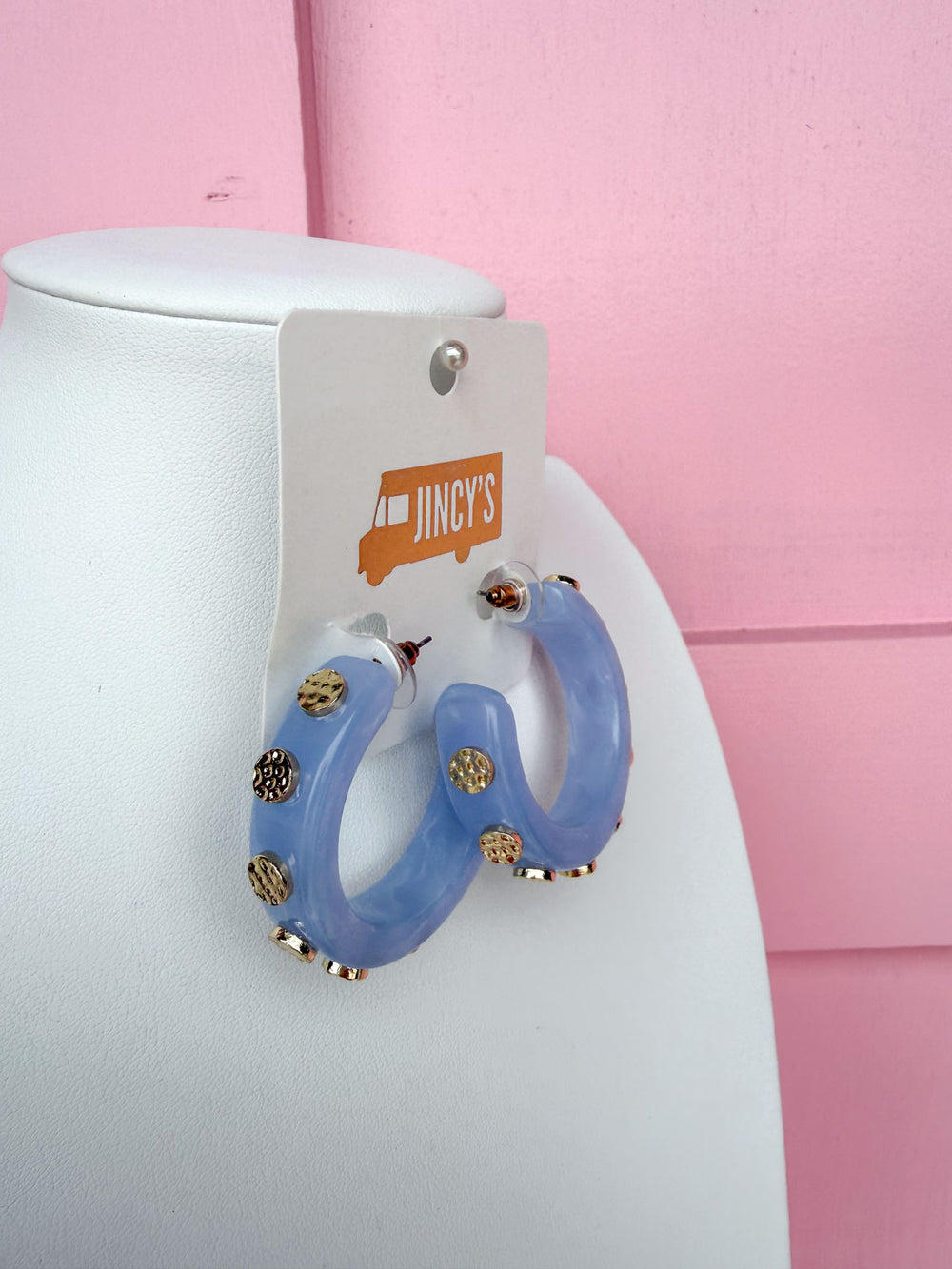 Marbled Muse Earrings - Light Blue