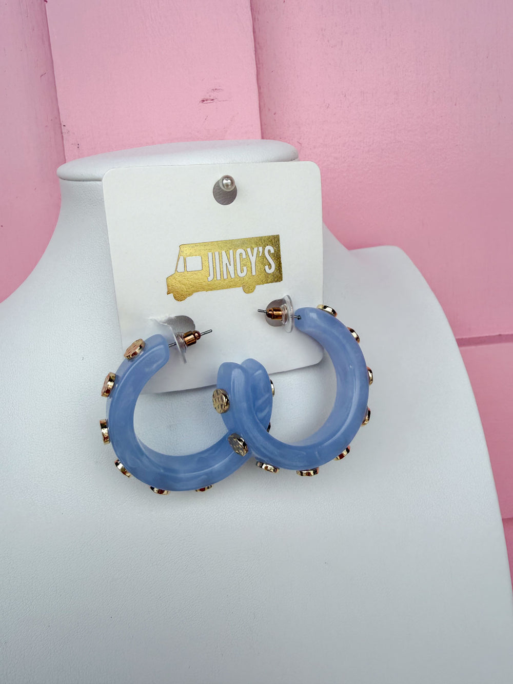 Marbled Muse Earrings - Light Blue