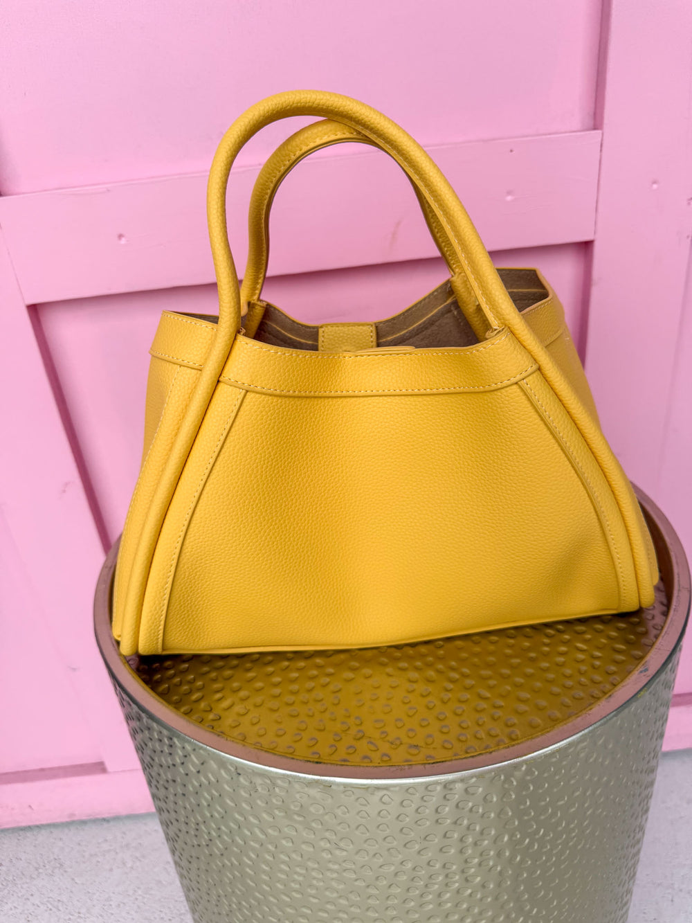 Jincy's Women's Boutique yellow Handbag Pebble Leather