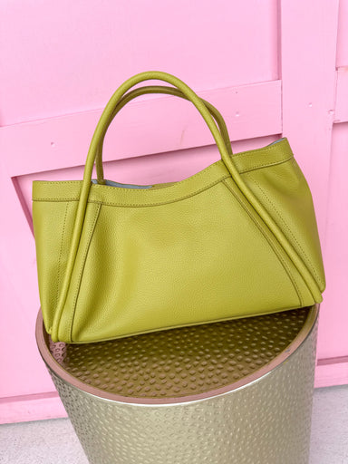 Jincy's Women's Boutique Chartreuse Handbag Pebble Leather