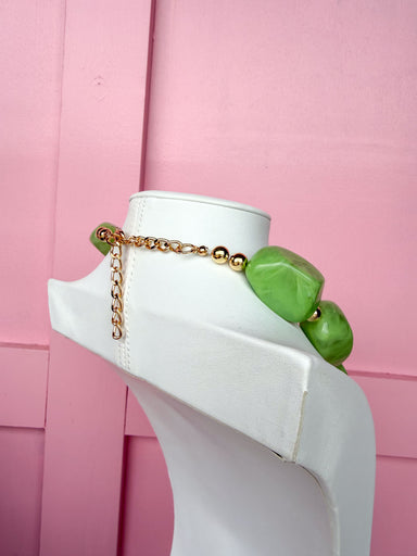 Jincy's Women's Boutique Green Chunky Beaded Acrylic Necklace