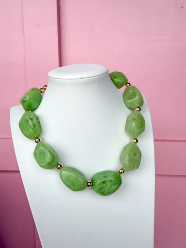 Jincy's Women's Boutique Green Chunky Beaded Acrylic Necklace