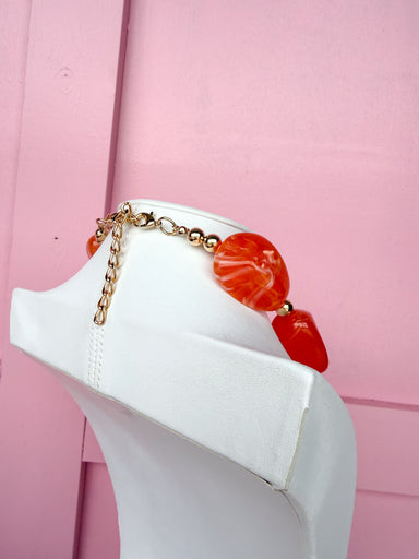 Jincy's Women's Boutique Orange Chunky Beaded Acrylic Necklace