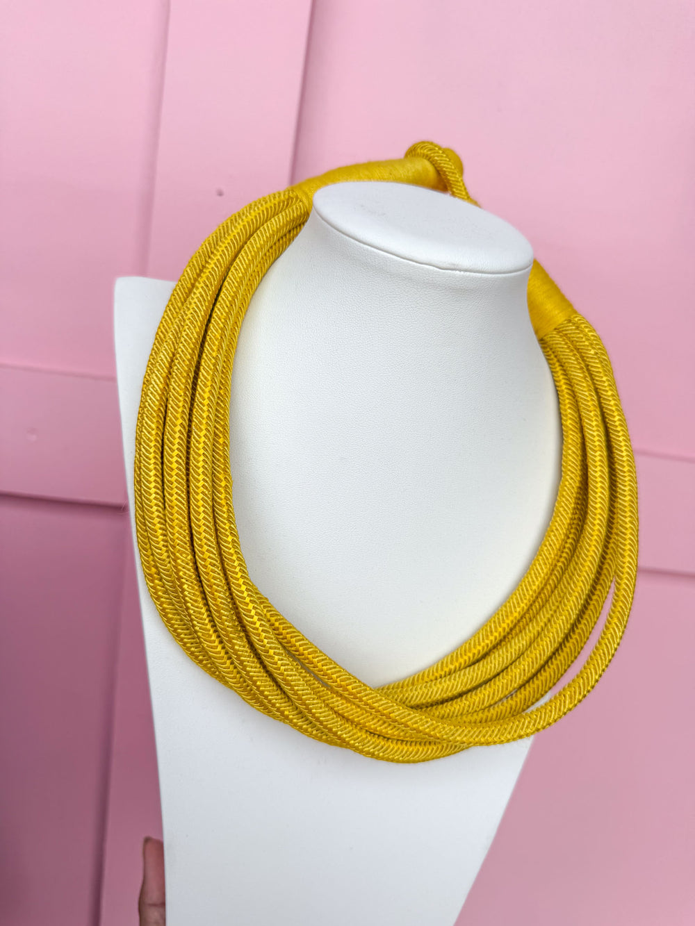 Multi Strand Slub Rope Necklace - Yellow