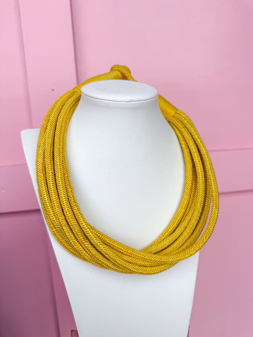 Multi Strand Slub Rope Necklace - Yellow