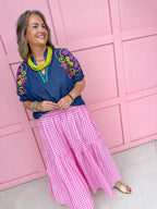 ADRIENNE | Aerin Skirt - Pink Seer Gingham