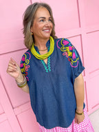 Charming Cues Top - Denim