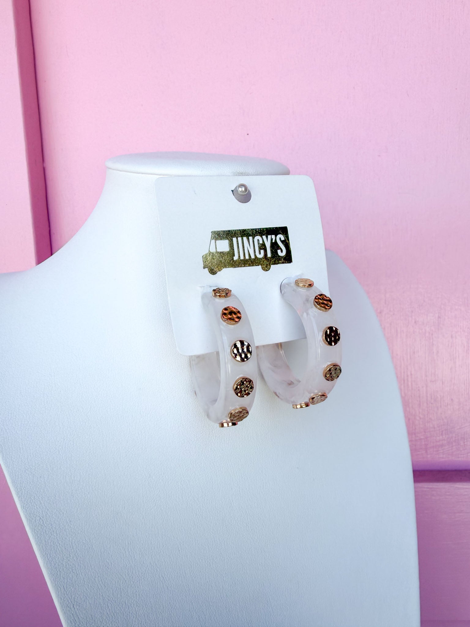 Jincy's Womens Boutique Everyday earrings white marble hoop earrings
