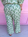 Elastic Waist Front Pockets Scallop Hem green white womens boutique jincy's 