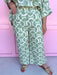 Elastic Waist Front Pockets Scallop Hem green white womens boutique jincy's 