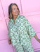 Collared Full Button Front Dolman Style Scallop Cuff Hem Sleeve green white womens boutique jincy's