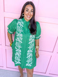 Mini Ruffle Collar Elastic Cuff Full Button Front Has Pockets dress embroidered detail short sleeve womens boutique mini length jincy's